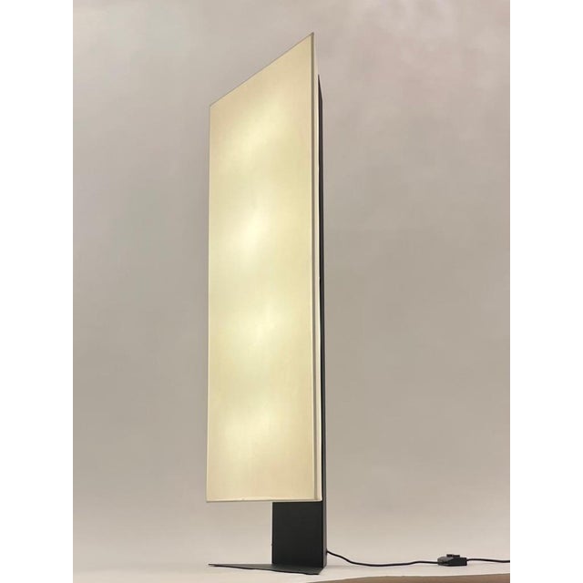 Accademia Floor Lamp in Black Structured Steel and White Jersey Fabric by Cini Boeri for Artemide, Italy, 1978 For Sale - Image 3 of 15