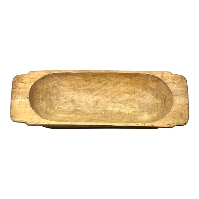 19th Century Primitive Swedish Hand-Carved Trough Style Wooden Dough Bowl For Sale