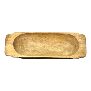 19th Century Primitive Swedish Hand-Carved Trough Style Wooden Dough Bowl
