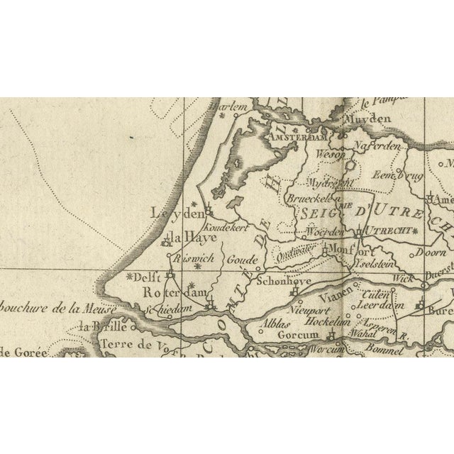 Paper The Netherlands Seven United Provinces Map by Bonne, 1780 For Sale - Image 7 of 10