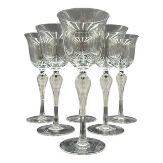 French Wine Glasses from Lalique and Fabergé, 1960s, Set of 6 For Sale