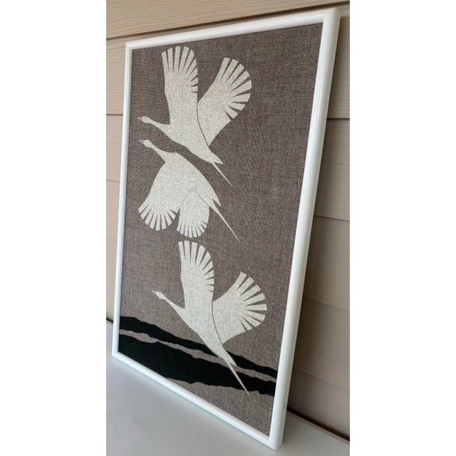 Mid-Century Modern Birds in Flight MCM Textile Art by Flite Screen Art, Inc. Framed For Sale - Image 3 of 6