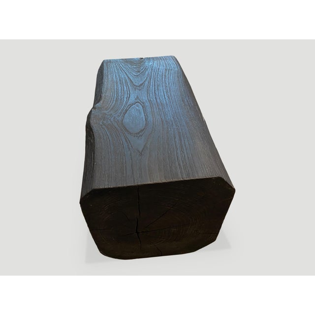 Andrianna Shamaris Charred Teak Wood Log Bench or Coffee Table For Sale - Image 4 of 6