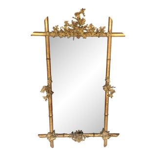 Mid 19th Century French Napoleon III Faux Bamboo Giltwood Mirror For Sale