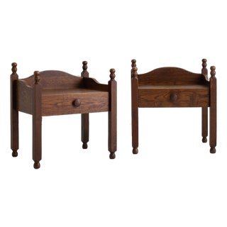 French Oak Nightstands, in the Style of Charles Dudouyt, a Pair For Sale