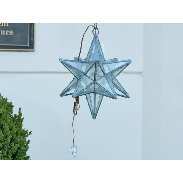 Mid 20th Century French Mid Century Modern Star Metal and Glass Light Fixture with Single Bulb For Sale - Image 11 of 12