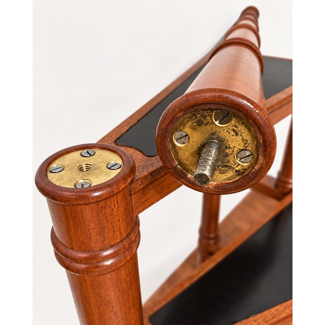 An elegant set of vintage spiral library steps, crafted in warm walnut-toned wood with four gracefully winding steps...
