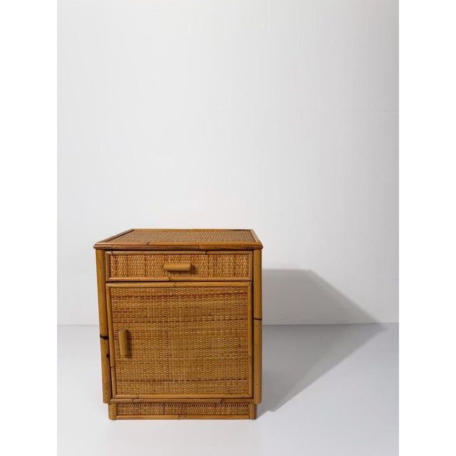 Mid-Century Modern Italian Bamboo and Woven Cane Nightstands, 1960s, Set of 2 For Sale - Image 17 of 18