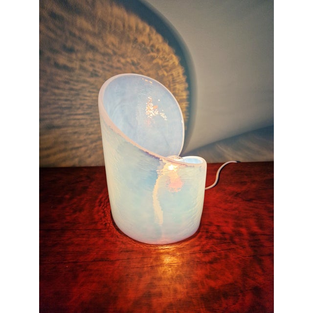 Opalescent Murano glass spiral lamp, produced by the renowned Italian glassworks "La Murrina" in the 1970s-80s. The base...