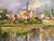 Late 20th Century Anna Olszewska - Riverside Village, Oil on Canvas For Sale - Image 9 of 13