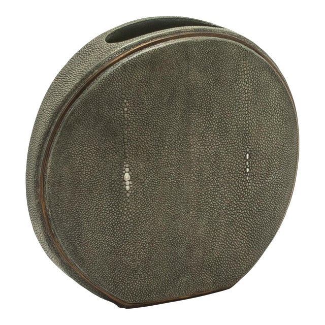 Shagreen Vase With Brass Details by R&y Augousti For Sale