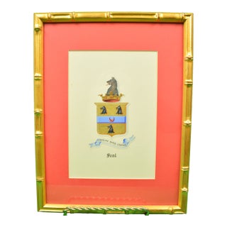 Mid 20th Century Armorial Crest "Seal" in Gouache For Sale