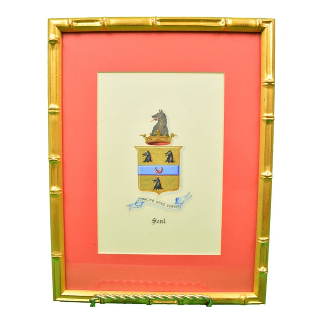 Mid 20th Century Armorial Crest "Seal" in Gouache For Sale