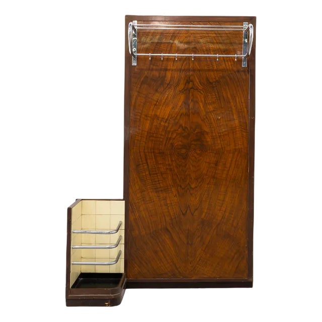 Art Deco French Steel and Walnut Wall Unit, 1920s For Sale