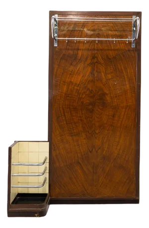 Art Deco French Steel and Walnut Wall Unit, 1920s