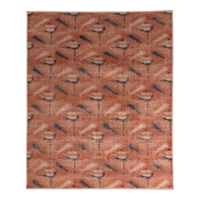 Rug & Kilim’s Oversized Distressed Ave Rug in Rust and Navy, 12x16 For Sale