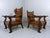 Set of Antique Leather Armchairs with Carps Print, 1890s For Sale - Image 10 of 18