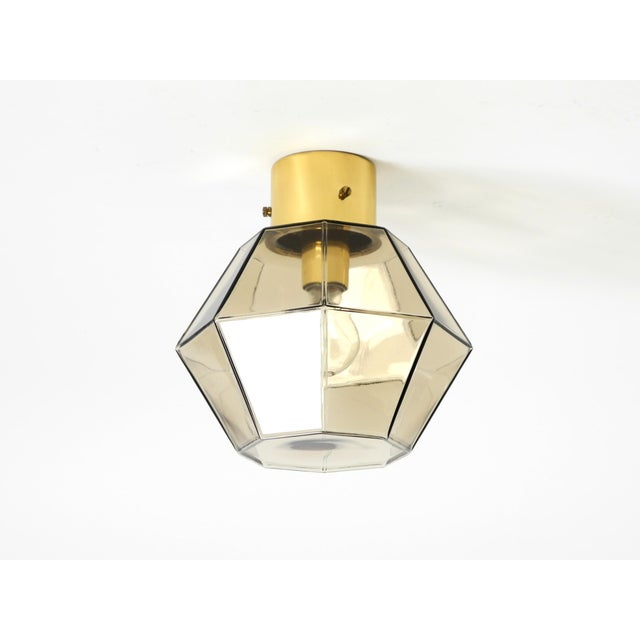 Vintage Smoked Glass Ceiling Lamp in Octagonal Shape from Limburg, 1970s For Sale - Image 4 of 18