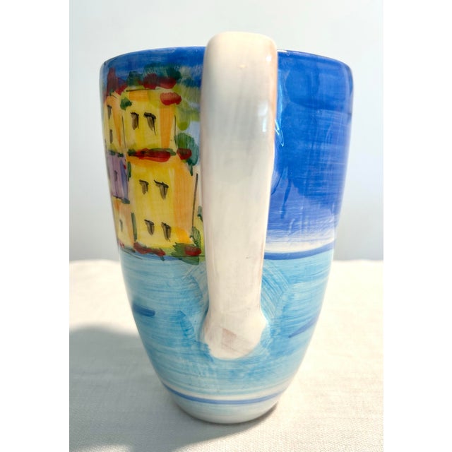 Mid-Century Modern Mid 20th Century Mid-Century Modern Vietri La Fenice Hand-Painted Italian Seascape Ceramic Pitcher For Sale - Image 3 of 6