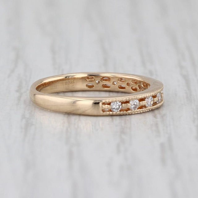 0.20ctw Diamond Wedding Ring 14k Yellow Gold Stackable Anniversary Band Size 4.5 For Sale In Greensboro - Image 6 of 8