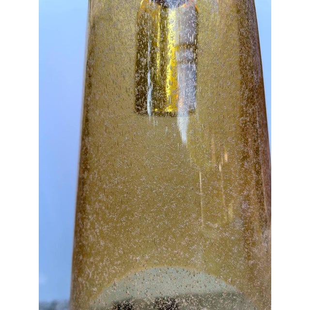 Beautiful Venetian glass pendant lamp, crafted from amber pulegoso glass, much loved by Carlo Scarpa, and decorated in...