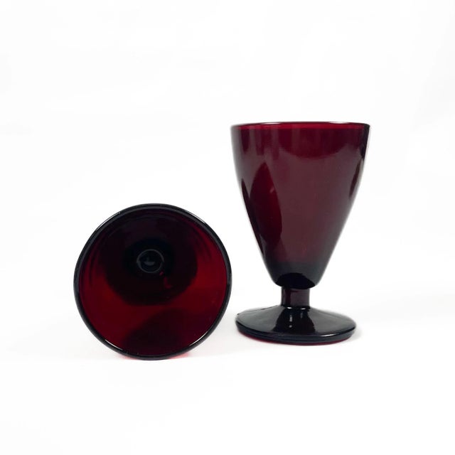 Mid-Century Modern Ruby Red Cordial Glasses by Anchor Hocking For Sale - Image 3 of 7