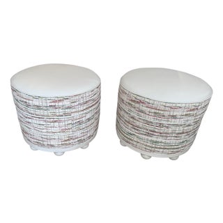 Custom Round Ottomans by Wesley Hall For Sale