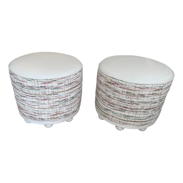 Custom Round Ottomans by Wesley Hall For Sale