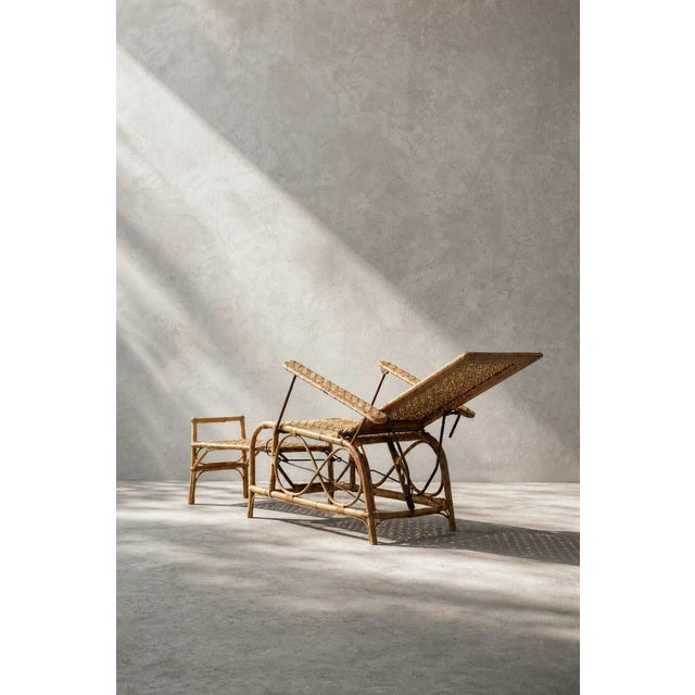 Vintage German Rattan Lounge Chair with Extendable Ottoman, 1930s For Sale - Image 15 of 18