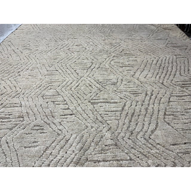 Rh Halima Hand-Knotted Wool Rug — 12' × 15' Marled Ivory / Latte | Undyed Wool | High-Low Texture For Sale - Image 10 of 18