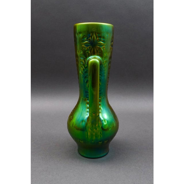 Mid 20th Century Mid 20th Century Zsolnay Hungary Vintage Art Deco Eosin Tankard Pitcher Ewer Jug For Sale - Image 5 of 9