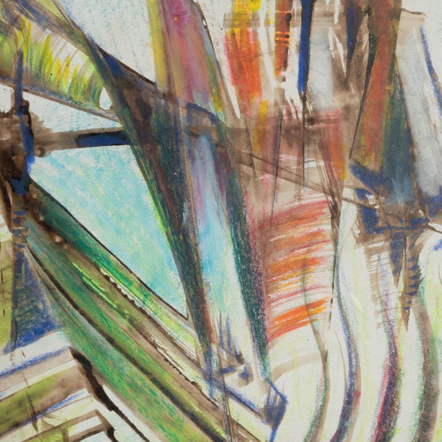 Mid 20th Century France Blue Wood Painting For Sale - Image 11 of 16
