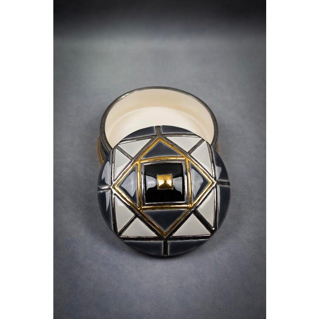 Postmodern Géo Collection Ca Doro Box in Enamel by Clotilde D for Longwy, France, 2010s For Sale - Image 3 of 12