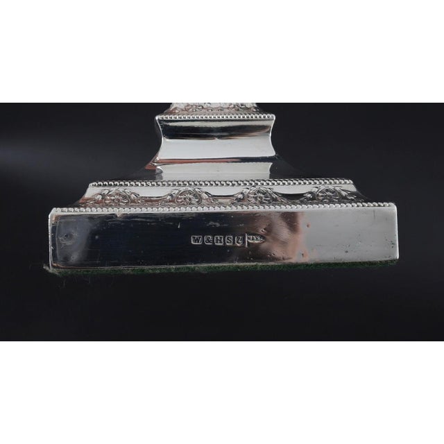 Antique Neoclassical Silver-Plated Candlesticks from Walker & Hall, 19th Century, Set of 2 For Sale - Image 11 of 15