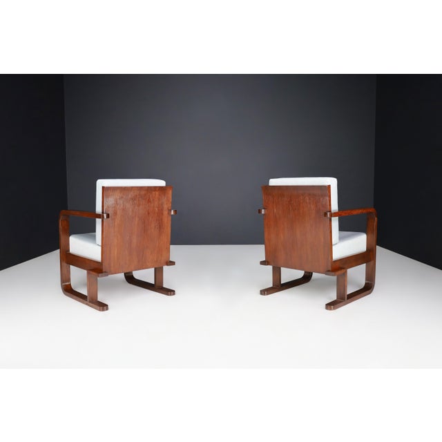 1930s Set of Art Deco Armchairs in Oak Bentwood and New Upholstery, Austria, 1930s For Sale - Image 5 of 16