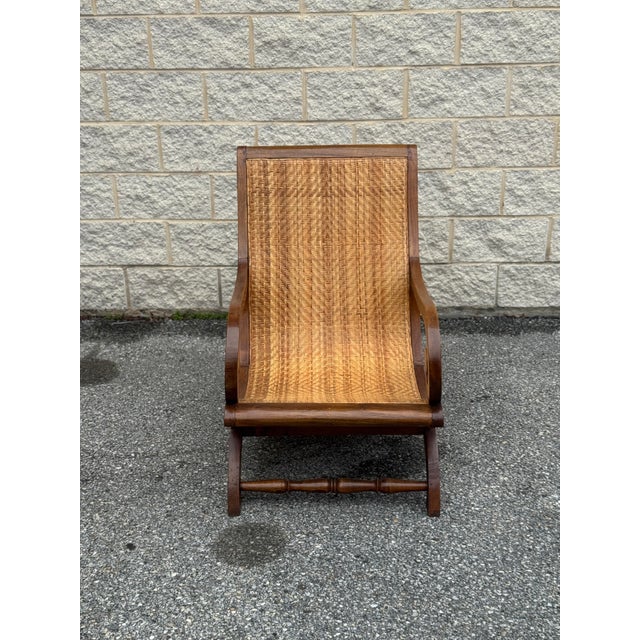 Late 20th Century Colonial Revival Walnut Scroll Arm Caned Lounge Chair For Sale In Philadelphia - Image 6 of 12