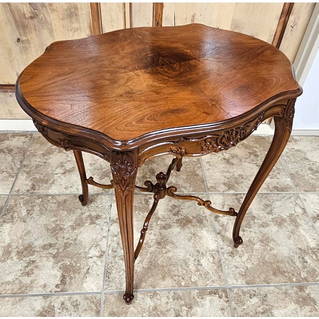 Rococo Vintage Rococo Revival Walnut Accent Table – Cabriole Legs – Signed & Stamped – California Provenance For Sale - Image 3 of 16