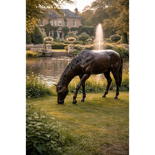2000 - 2009 Bronze Grazing Horse Garden Sculpture For Sale - Image 5 of 17