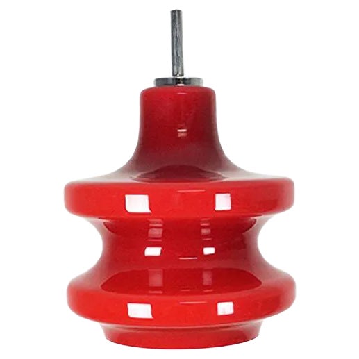 German Red Opal Glass Hanging Light from Peill & Putzler, 1970s For Sale