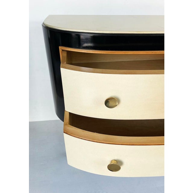 Mid-Century Chest of Drawers in Lacquered Wood and Parchment, 1950 For Sale - Image 11 of 18