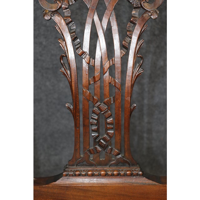 Set of 8 Fantastic Chinese Chippendale Style Carved Mahogany Dining Chairs For Sale - Image 14 of 14