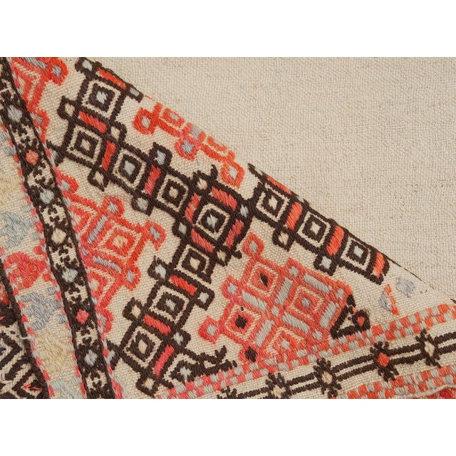 1970s 1970s Vintage Handmade Wool Cotton White Runner Rug For Sale - Image 5 of 11