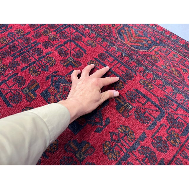 Extra-Long Red & Navy Turkmen Bukhara-Style Wool Runner, 2'8" X 19'3" For Sale - Image 14 of 16