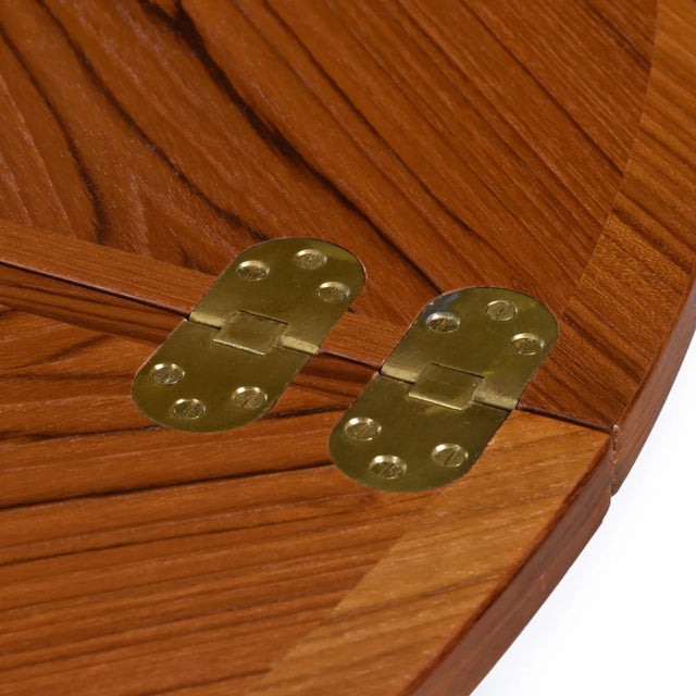 Refinished Expanding Oval Danish Modern Teak Flip-Flap Dining Table by Dyrlund For Sale - Image 14 of 15