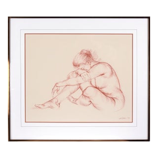 "The Artists Wife" Realistic Nude Woman in Conté on Paper by Garth Benton For Sale