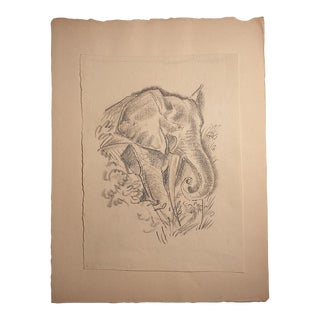 Emmanuel Gondouin, Africa, the Elephant, Original Lithograph, 1930s For Sale