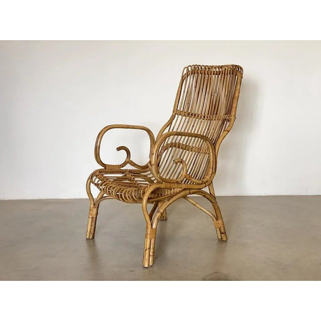 Set of Bamboo and Rush Armchairs, 1970s For Sale - Image 10 of 13