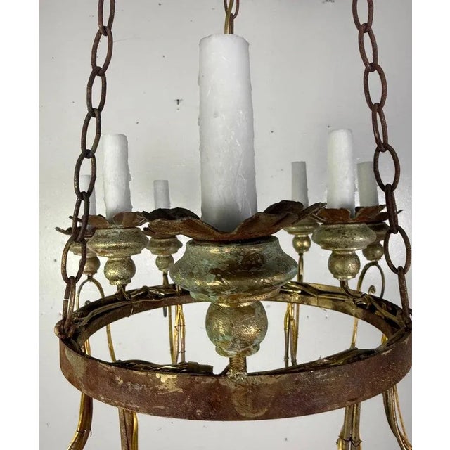 Miamar Twelve-Light Wrought Iron Chandelier With Gilt Finish For Sale In Los Angeles - Image 6 of 9
