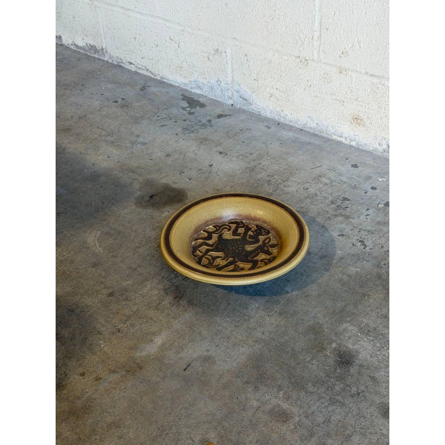 Ceramic Bowl Michael Andersen & Søn Danish Studio Pottery Pan Playing Flute 1960s For Sale - Image 9 of 10