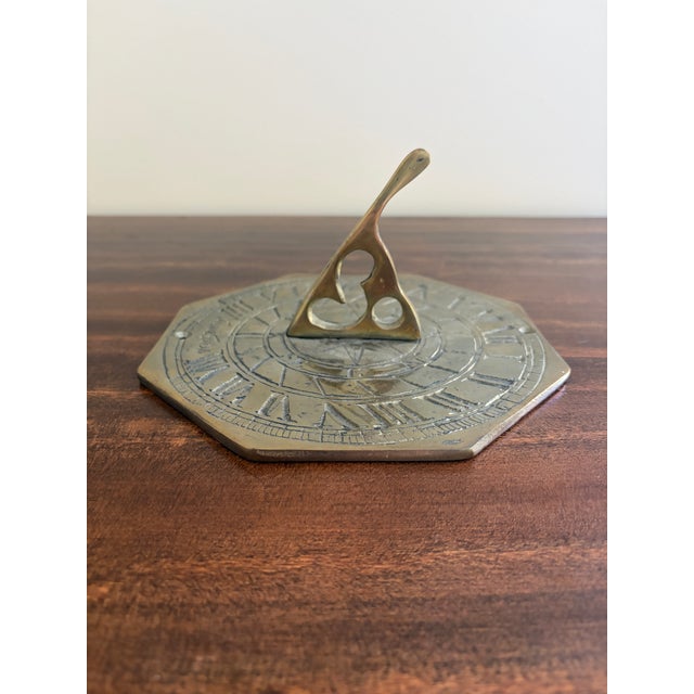 Virginia Metalcrafters Vintage English Country Brass Garden Sundial "Time Flies" For Sale - Image 4 of 7